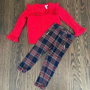 Janie and Jack sweater plaid pants set size 4
